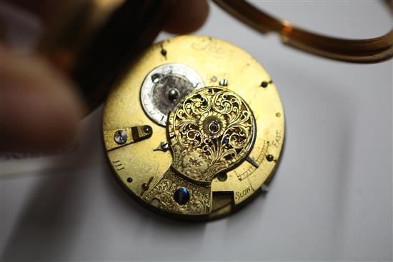 A 19th century continental gold keywind pocket watch,